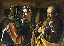 Thumbnail of 'The Denial of Saint Peter' by Caravaggio, c. 1610. Warren Camp's 'Peter Masterpieces' photo album.