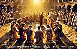 Click to enlarge Warren Camp's custom Scripture picture of Acts 6:6. Warren Camp's custom Scripture picture of Acts 6:6