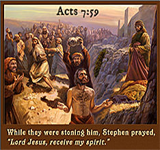 Saul looking on as Steven is stoned