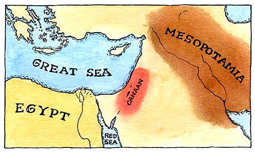 Map image of Canaan, compliments of crystallinks.com