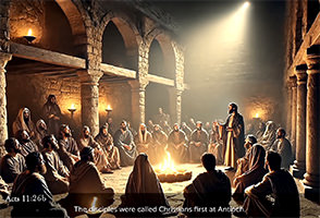 Acts 10:24b picture of disciples who were called Christians first at Antioch