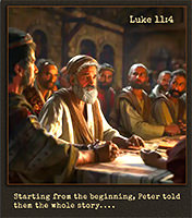 Click to enlarge this AI picture of Peter telling the entire story. AI picture of Peter telling the entire story