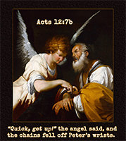 Acts 12:7b picture of an angel asking Peter to follow him