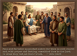 Warren's custom AI-generated image of Acts 14:23