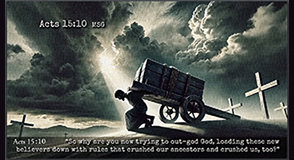 Acts 15:10 picture of the heavy yoke the Israelites tried to put onto the Gentiles