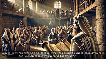 Acts 15:19 picture of James demonstrating the salvation of Gentiles