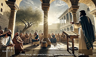 Picture of Paul proclaiming Jesus as Messiah: Acts 17:3