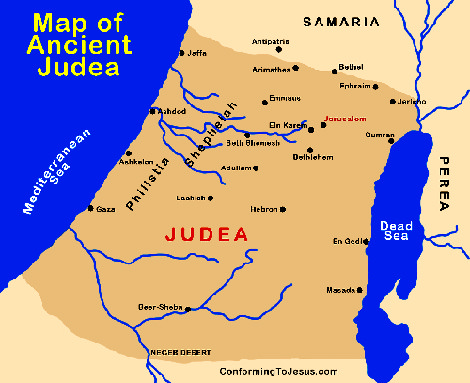 Click for an enlargement of this 'Ancient Judea' on conformingtojesus.com. An enlargement of this 'Ancient Judea' map can be seen on conformingtojesus.com.
