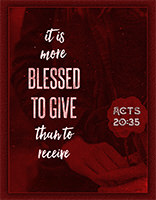 Warren's custom artwork of Acts 20:35