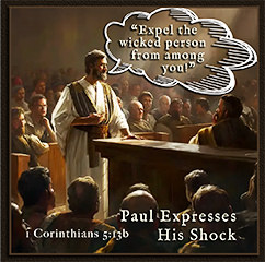 See the enlargement of Warren's custom Scripture picture of 1 Corinthians 5:13b.