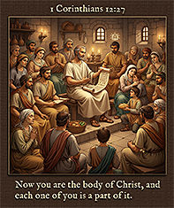 Scripture painting of 1 Corinthians 12:27 by Warren Camp