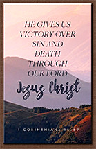 Eenlargement of Warren's custom Scripture picture of 1 Corinthians 15:57
