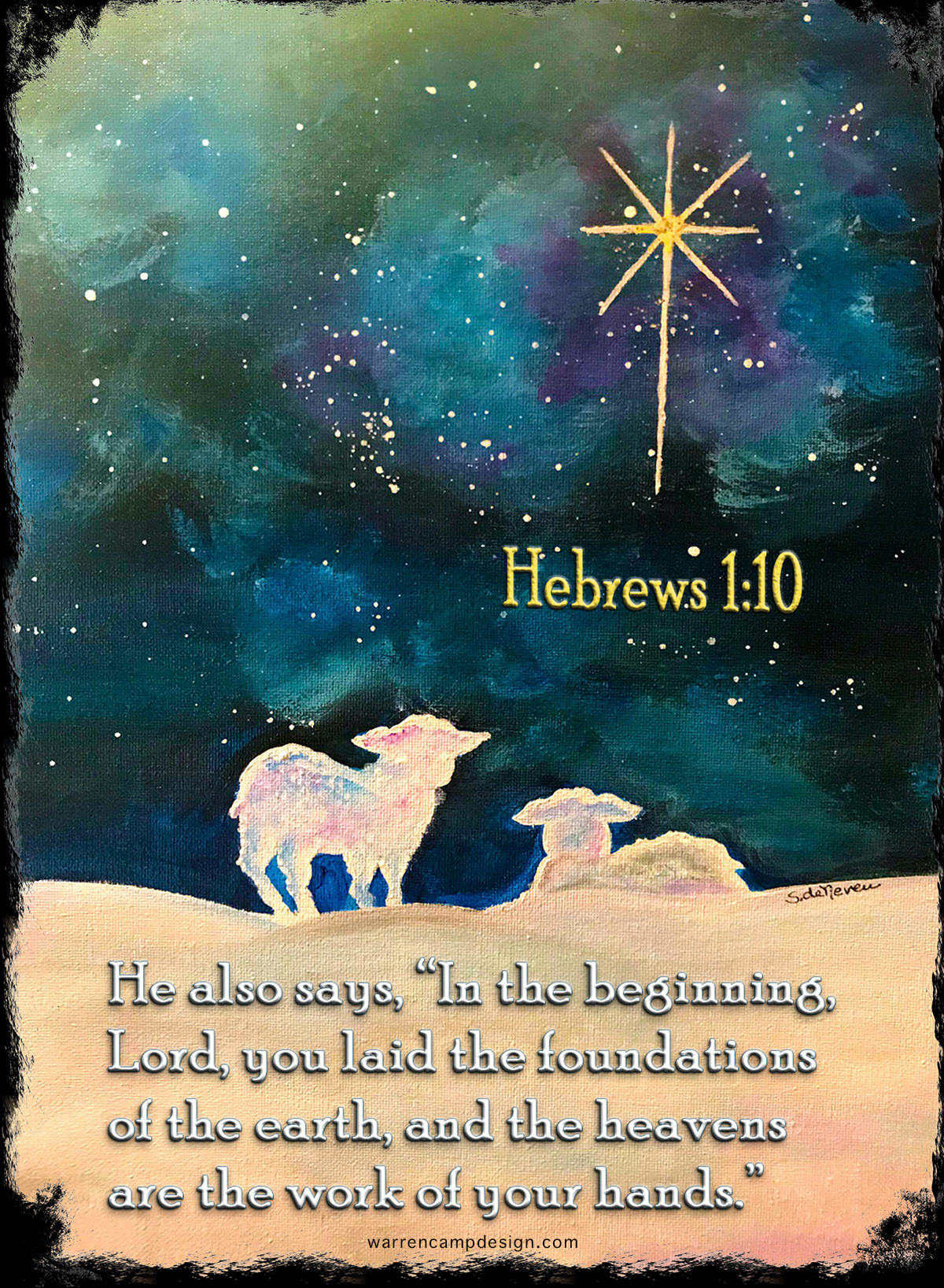 Scripture picture of Hebrews 1:10, 'the Lord created the earth and heavens.'