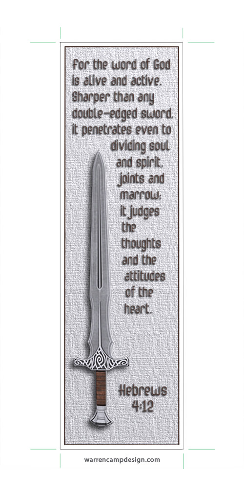 Warren Camp's custom bookmark highlighting Hebrews 4:12