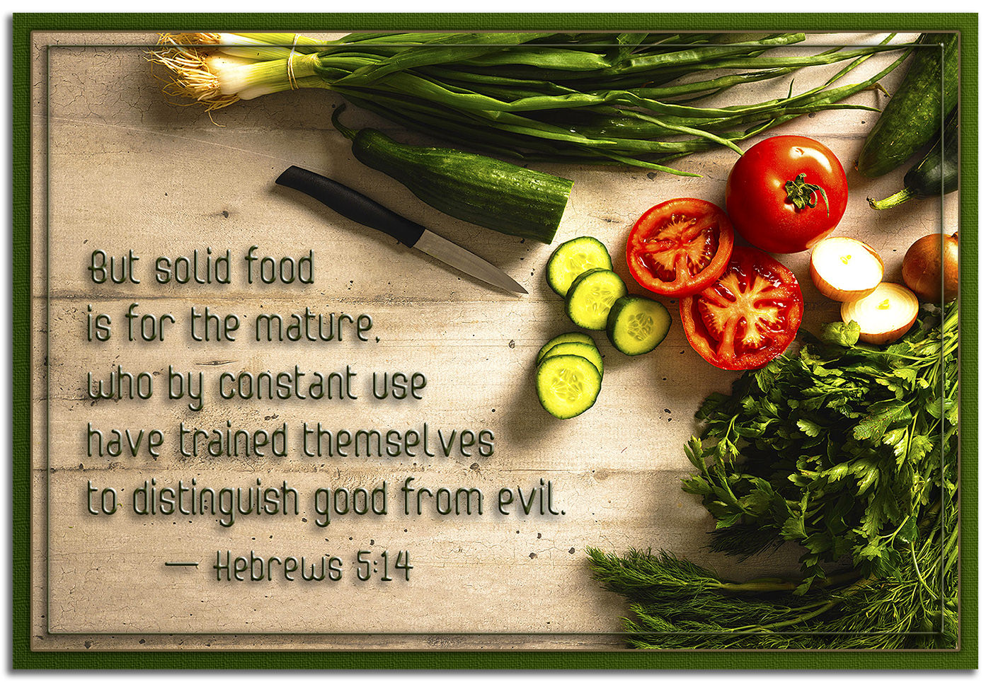 Scripture picture of Hebrews 5:14, mature Christians must distinguish between good and evil