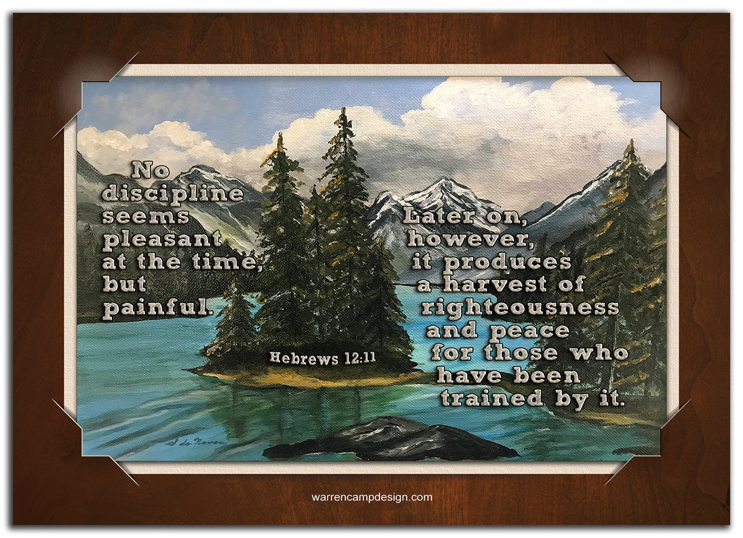 Scripture picture of Hebrews 12:11, emphasizing the eventual production of righteousness and peace when God disciplines us.