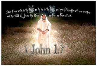 See the enlargement of Warren's custom Scripture picture of 1 John 1:7.