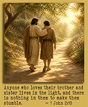Click to enlarge Warren Camp's Scripture picture of 1 John 2:10. Warren Camp's Scripture picture of 1 John 2:10