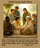Click to enlarge Warren Camp's Scripture picture of 1 John 4:7. Warren Camp's Scripture picture of 1 John 4:7