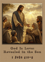 Click to enlarge Warren Camp's Scripture picture of 1 John 4:8–9. Warren Camp's Scripture picture of 1 John 4:8–9