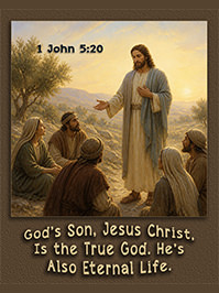 Click to enlarge Warren Camp's Scripture picture of 1 John 5:20. Warren Camp's Scripture picture of 1 John 5:20