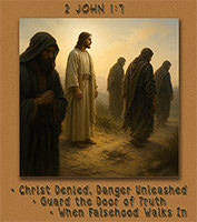 Click to enlarge Warren Camp's Scripture picture of 2nd John 1:7. Warren Camp's Scripture picture of 2nd John 1:7