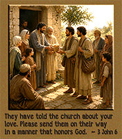 Click to enlarge Warren Camp's Scripture picture of 3rd John 1:6 NIV. Warren Camp's Scripture picture of 3rd John 1:6