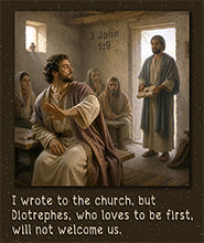 Warren Camp's styled image of '3 John v. 9'