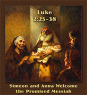 Scripture painting of Luke 2:25–38 from gospelimages.com
