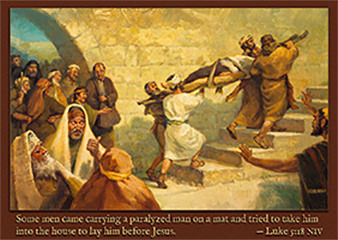 Scripture painting of Luke 5:18 from gospelimages.com
