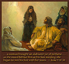 Scripture painting of Luke 7:37–38 from gospelimages.com