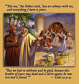 Scripture painting of Luke 15:31–32 from gospelimages.com