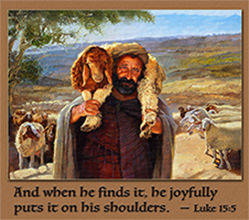 Scripture painting of Luke 15:5 from gospelimages.com