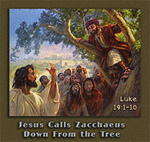 Click to enlarge this Scripture painting of Luke 19:1–10. Scripture painting of Luke 19:1–10 from gospelimages.com