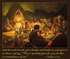Scripture painting of Luke 22:19 from gospelimages.com