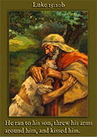 Scripture painting of Luke 15:20b from gospelimages.com