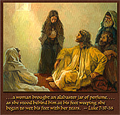 Scripture painting of Luke 7:37–38 from GospelImages.com