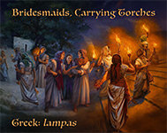 Image highlights 'torches' being carried by bridesmaids.