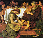 Thumbnail of Ford Brown's c. 1852 painting of Jesus, washing Peter's feet.