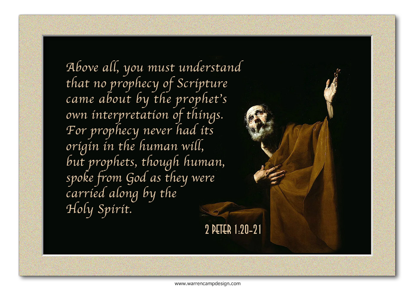 Scripture picture of 2nd Peter 1:20–21, emphasizing the true derivation of God's Holy Word