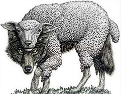 Warren Camp's custom graphic highlighting the danger of false teachers as wolves in sheep's clothing