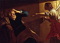 'The Angel Frees Peter from Prison' painting by Gerard van Honthorst
