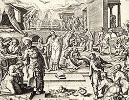 'The Apostles Baptising in Jerusalem' engraving by Philip Galle, after Maarten van Heemskerck