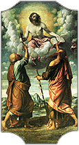 'Christ in Glory with Saints Peter and Paul' painting by Moretto da Brescia