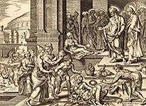 'The Deaths of Ananias and Sapphira' engraving by Philip Galle