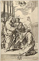 'Christ Giving the Keys to Saint Peter' etching by Gian Battista Bolognini