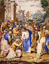'Christ Giving the Keys to Saint Peter' illumination on vellum by Giovanni Battista Castello