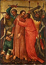 'Capture of Christ' painting on fir panel by Meister des Andreasaltars
