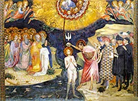 Thumbnail of 'John the Baptist Baptizes Jesus' by Lorenzo Salimbeni, c. 1416. Click to open Warren Camp's 'Peter Masterpieces' Album 7. Thumbnail of 'John the Baptist Baptizes Jesus' by Lorenzo Salimbeni, c. 1416. Warren Camp's 'Peter Masterpieces' photo album.