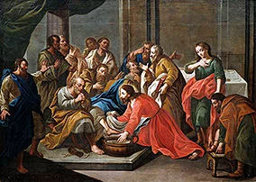 'Christ Washing Feet' painting by unnamed Italian artist